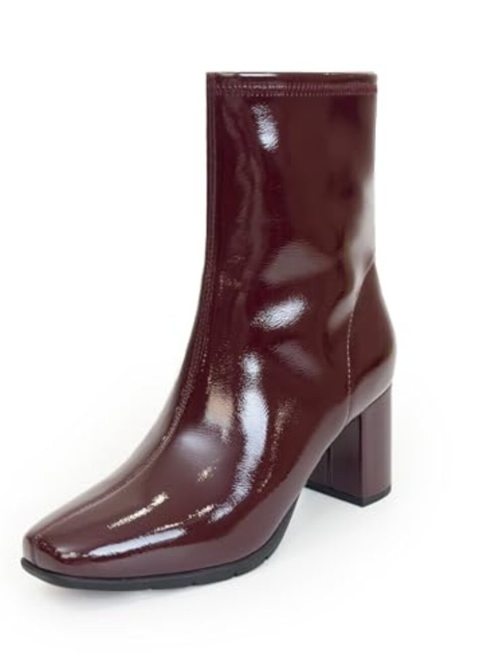 #77 Aerosoles Women's Baylor Dress Bootie, Merlot Crinkle Patent Faux Leather